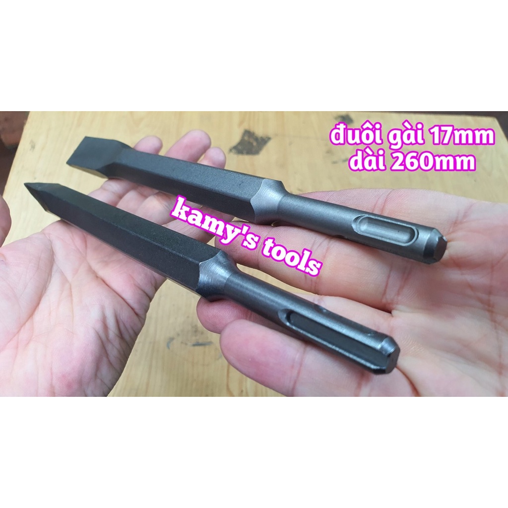 Mũi đục bê tông nhọn dẹp đuôi gài 4 rãnh 17mm dài 260mm Dannio