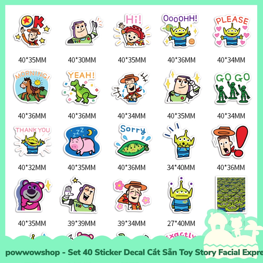 [Sẵn VN - Hỏa Tốc] Set 40 Sticker Mini Decal Dán Trang Trí Vật Dụng Mẫu Câu Truyện Đồ Chơi Toy Story Special Facial