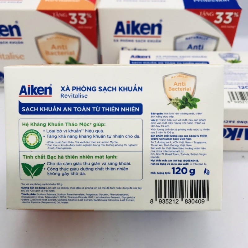 Xà Bông Cục Aiken Sạch Khuẩn 90g