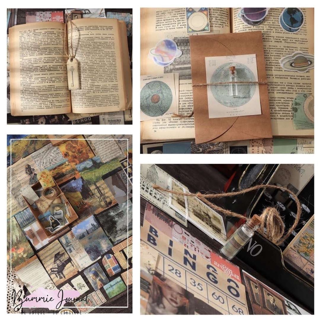 Combo 200 món vintage tổng hợp trang trí sổ journal, bullet journal, junk journal, scrapbook