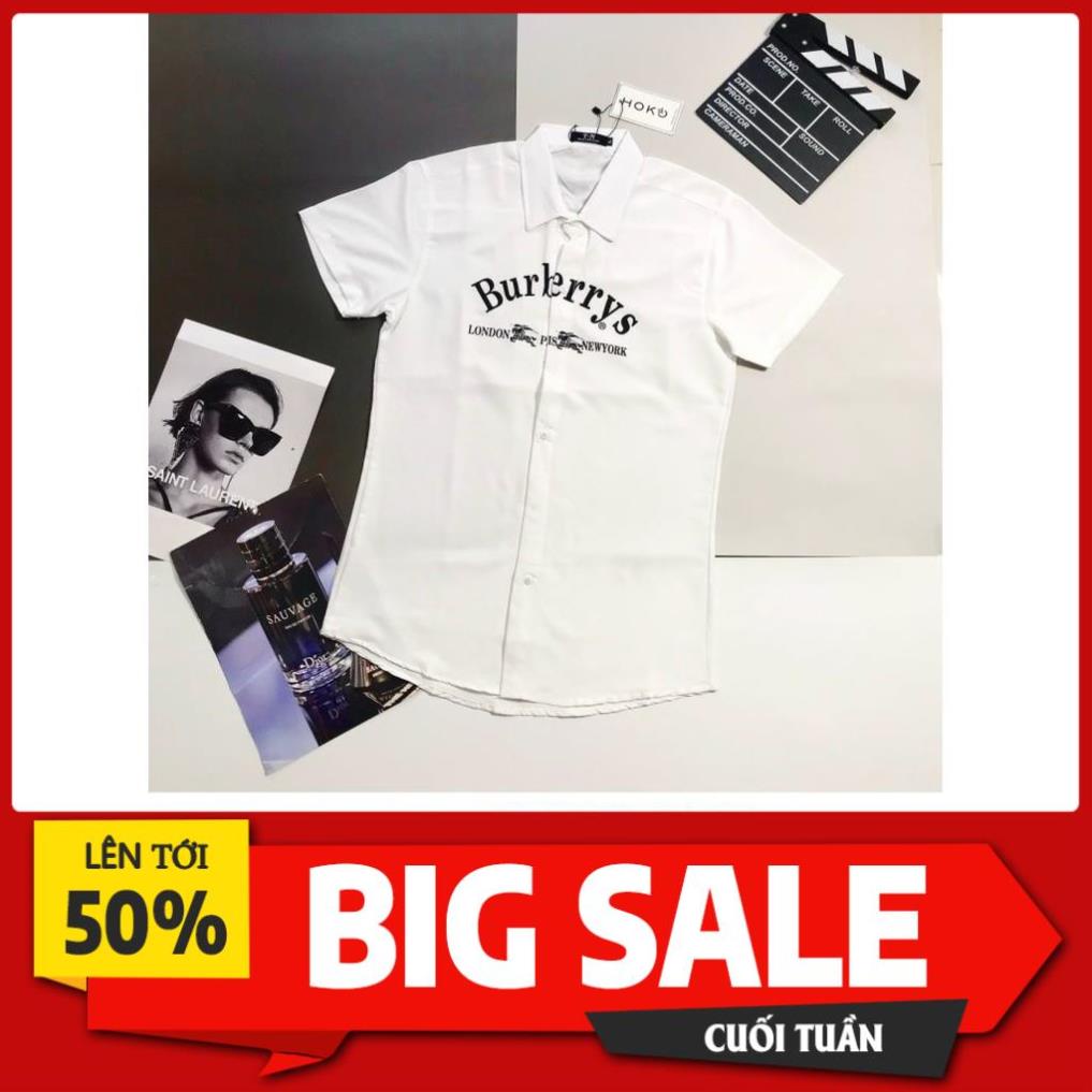 Áo sơ mi nam hàn quốc ngắn tay BBR họa tiết in nhiệt giá rẻ cao cấp AHFASHION