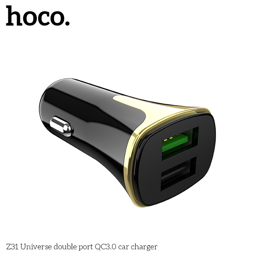 HOCO Z31 Tẩu Sạc Điện Thoại Ô Tô Xe Hơi Cao Cấp 2 Cổng USB Hỗ Trợ Quick Charge 3.0