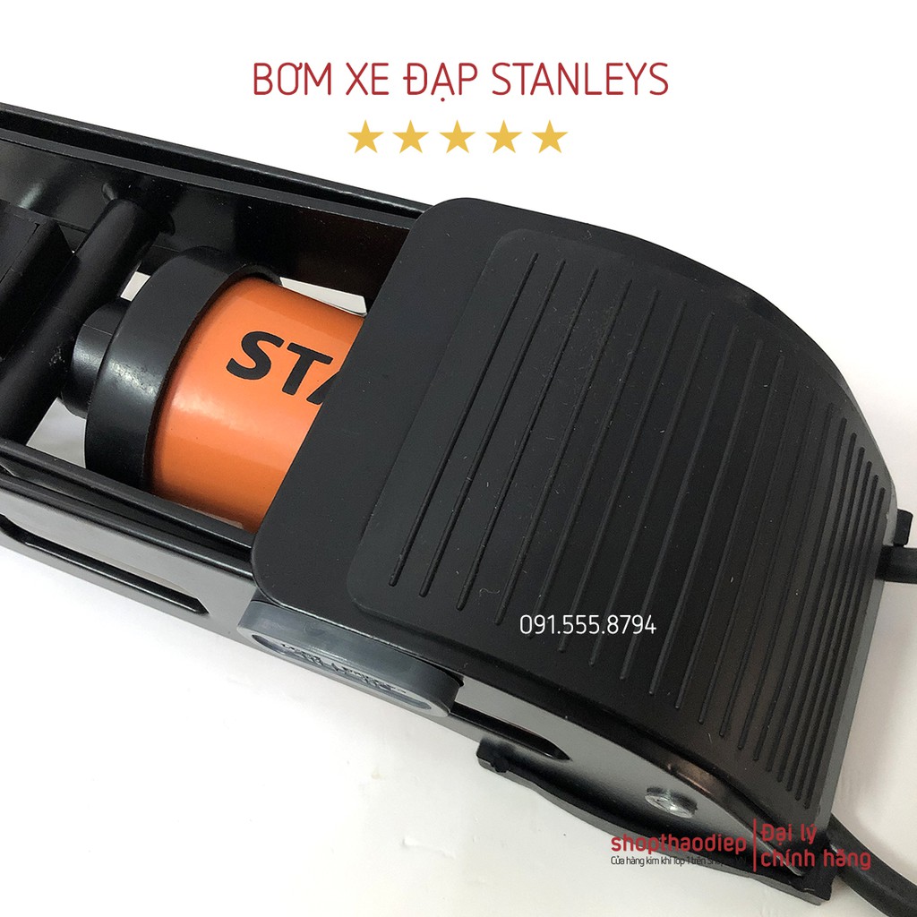 Bơm Đạp Chân Đa Năng STANLEYS 1 Piston 1 Bình Trợ Lực Bơm Xe Đạp Xe Máy Ô tô