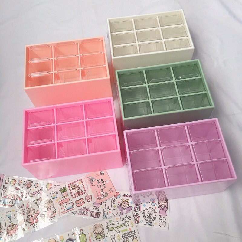 TỦ NHỰA 9 NGĂN  🎀🎀 MINI ĐA NĂNG ĐỰNG PHỤ KIỆN, KẸP TÓC, MỸ PHẨM ✨ XINH XẮN ĐỦ MÀU