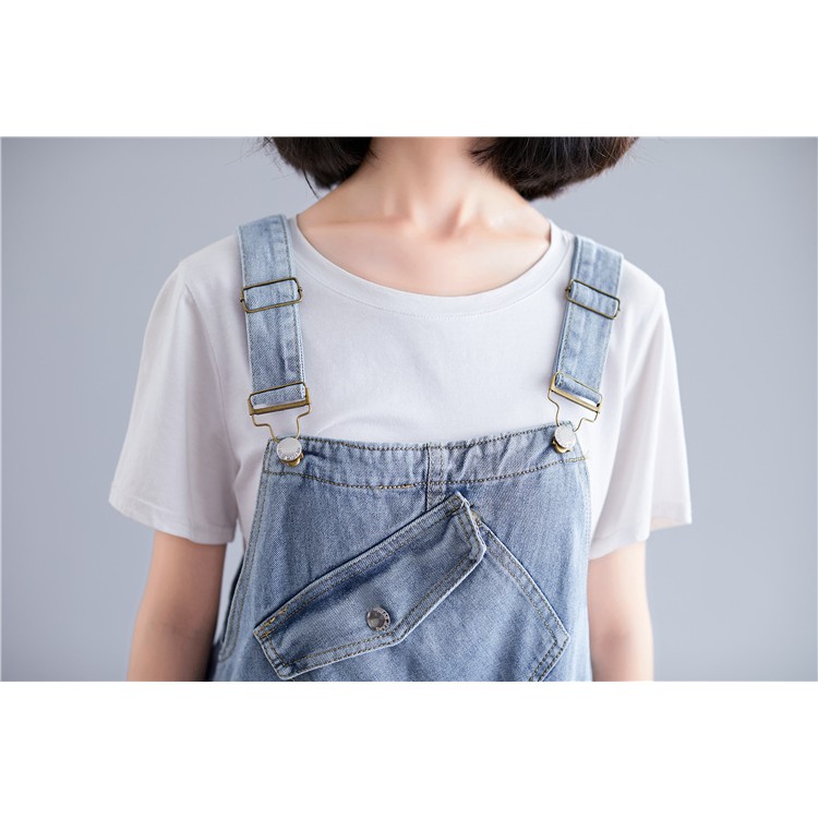 [ORDER] Quần yếm jean bigsize xanh phối túi ngực cá tính (fit đến 70kg) | BigBuy360 - bigbuy360.vn