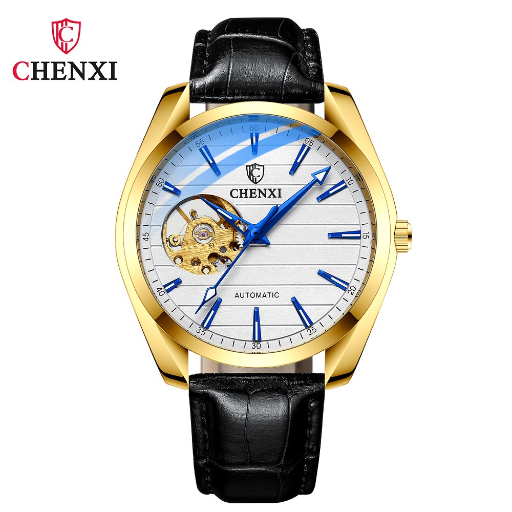 Đồng Hồ Cơ Tự Động Dạ Quang Chống Nước Với Dây Đeo Da Chenxi Phong Cách Mới Cho Nam
