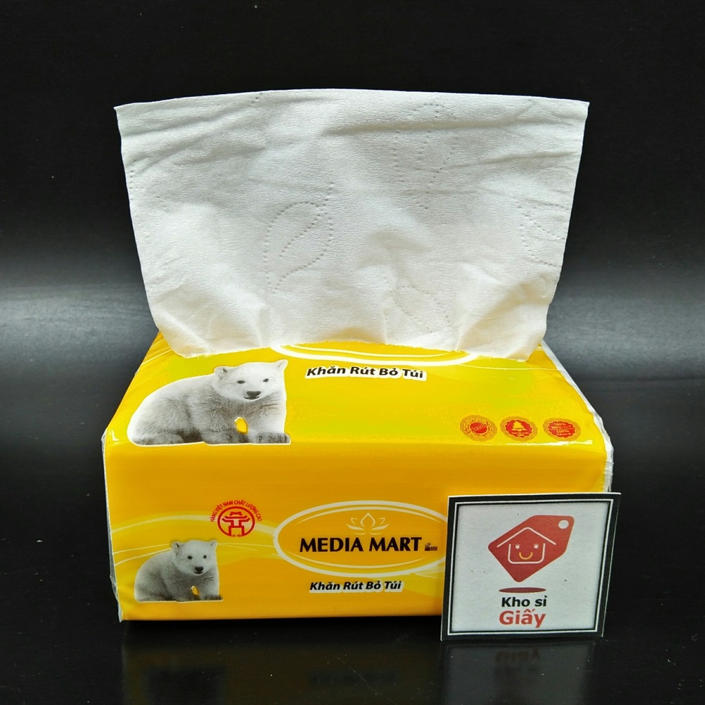 Khăn giấy rút Media bỏ túi 300 tờ/3 lớp siêu dai mềm mịn - Giấy rút trắng loại 1 bịch nhỏ