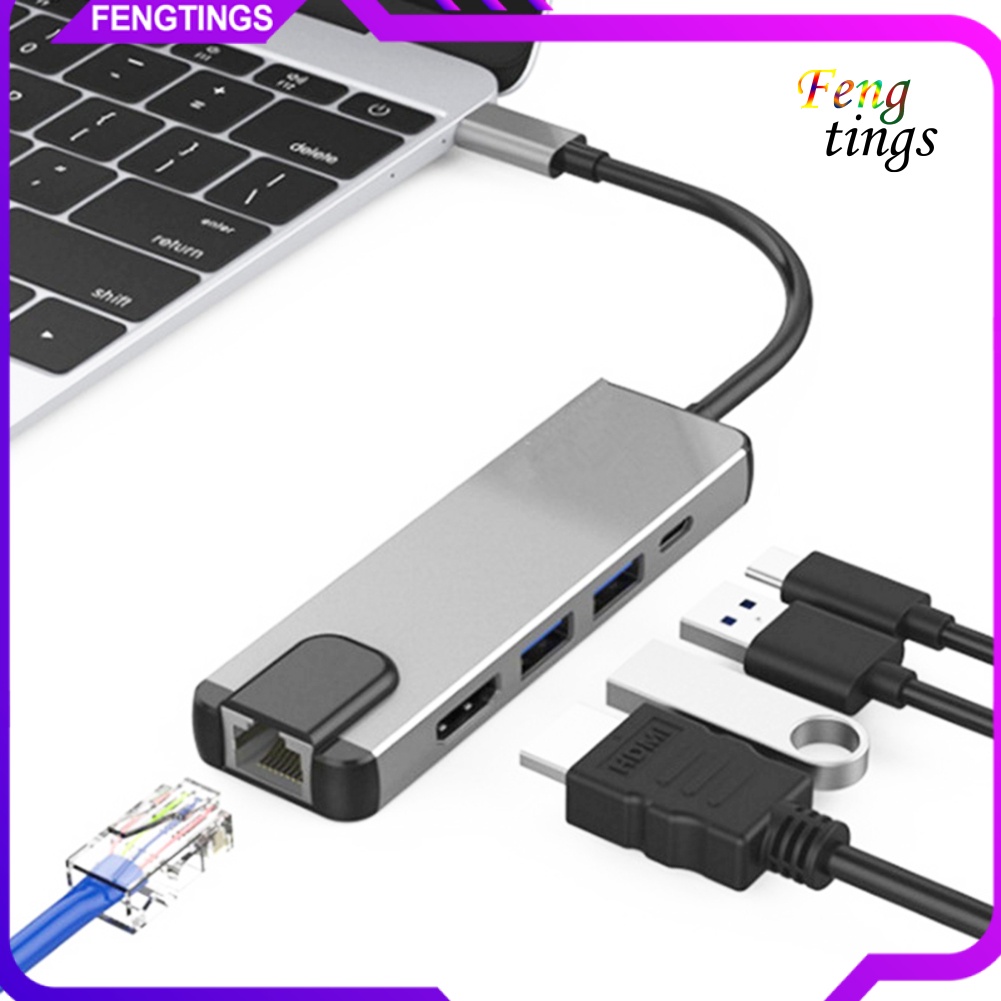 【FT】5 in 1 Type C to 4K HDMI-compatible USB 3.0 Charging Hub Adapter Converter for MacBook Pro