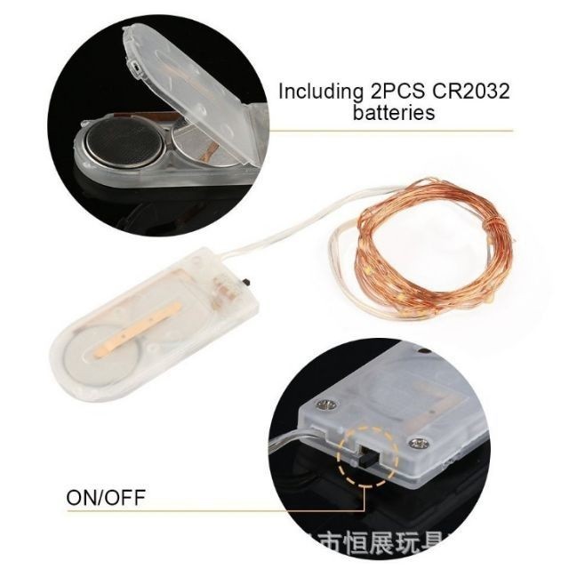 Đèn Led đom đóm Fairy light 1 mét 2 mét, 3 mét Vàng Nắng xài pin