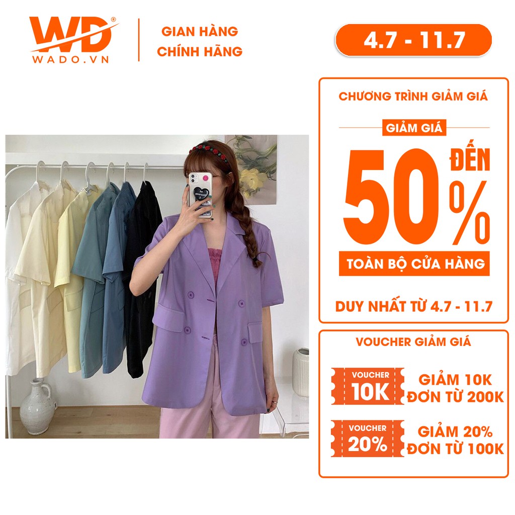 Áo Blazer ngắn tay Wado màu trơn cho nữ