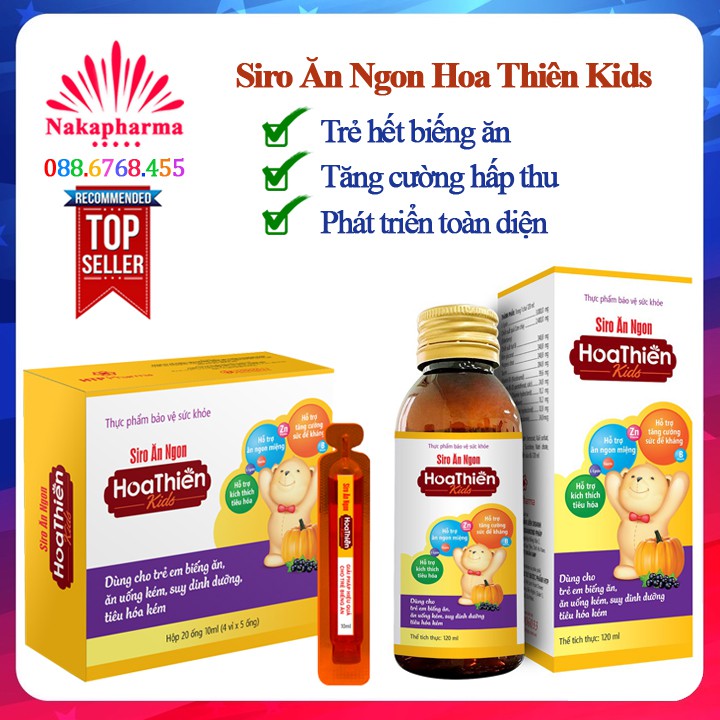 Siro Ăn Ngon Hoa Thiên Kids - Giúp trẻ hết biếng ăn, phát triển toàn diện về trí tuệ, chiều cao và cân nặng