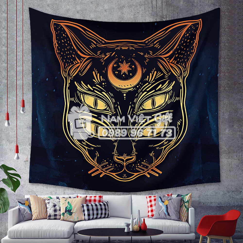 Thảm Treo Tường Tranh Vải Thảm Tapestry Chủ Đề Tâm Linh 150cm*130cm Kèm đinh, kẹp