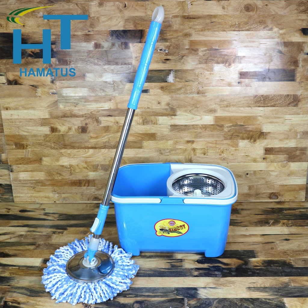 Bộ Lau Nhà 360 TISSOT MOP 3X, Mâm Và Lồng Inox Tặng Kèm Bông lau Cotton Thay Thế