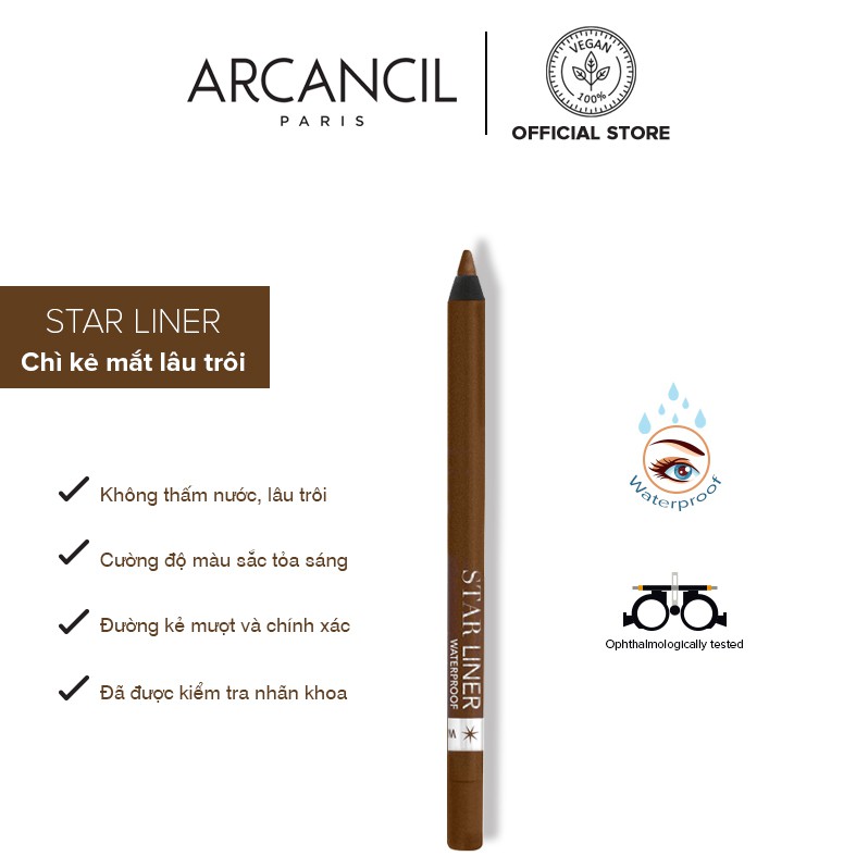 Chì kẻ mắt Arcancil Starliner - Waterproof Eyeliner Pencil không thấm nước 1.1gr