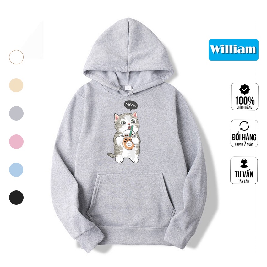 Áo hoodie nam nữ hình Mèo dễ thương chất nỉ bông dày dặn, in Pet cao cấp William - DS217
