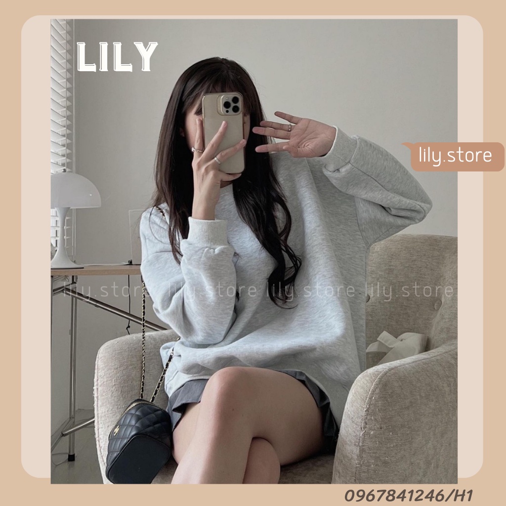 Áo Sweater nữ, Áo Sweater form rộng cổ tròn, áo nỉ Sweater nữ tay dài màu pastel hàn quốc H1 LILY
