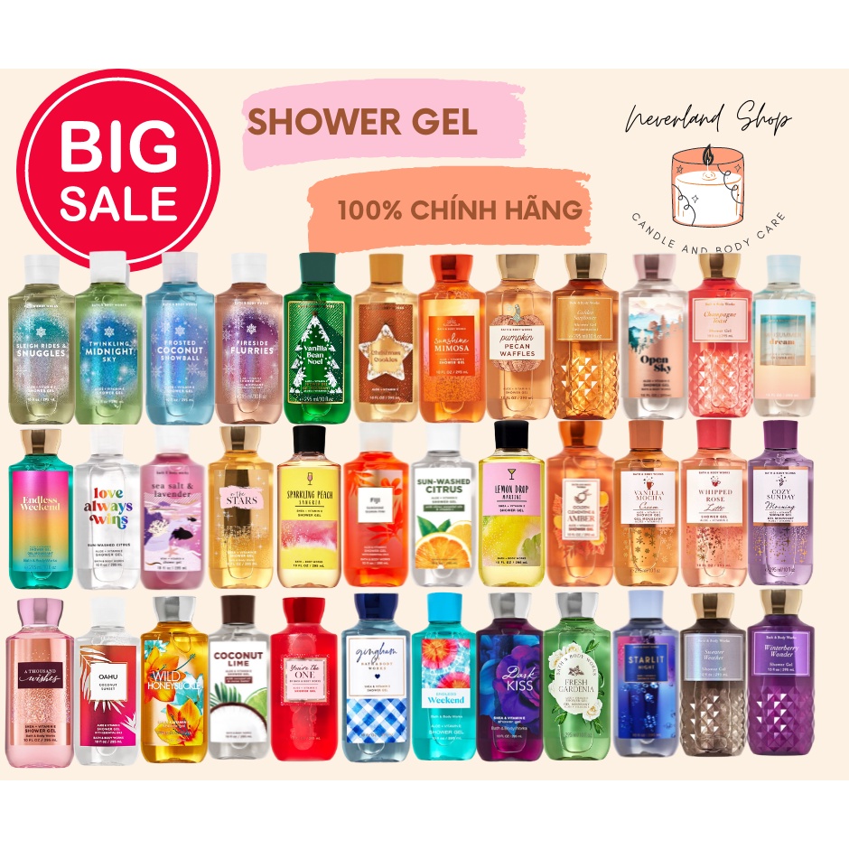 Sữa tắm Bath and body works mùi noel giáng sinh You're the one, Gingham, wishes, Toast, In the Stars, Dark kiss 295ml