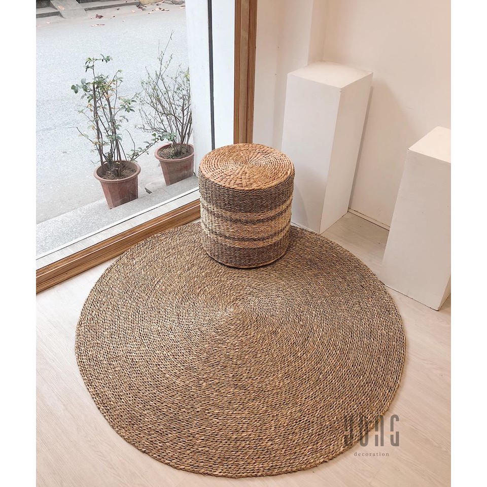 Thảm Cói Tròn VỪNG DECOR Trang Trí Phòng Khách, Phòng Ngủ, Phụ Kiện Chụp Ảnh - Hàng VNXK .