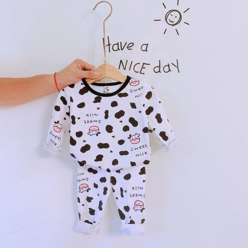 Bộ Thu Đông Cho Bé  Bộ Minky Mom DÀI TAY BÒ SỮA Cho Bé Trai Bé Gái  Chất Cotton Cao Cấp Thấm Hút Mồ Hôi Tốt