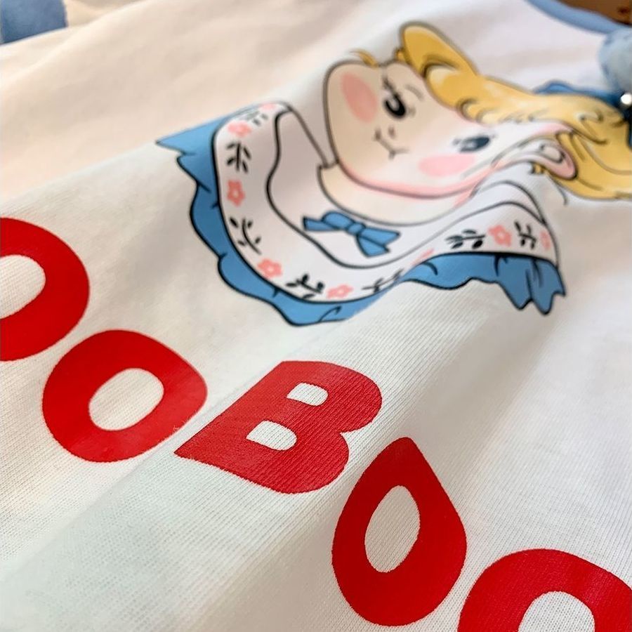 Đầm Tay Phồng Ngắn In Họa Tiết Hoạt Hình Kiểu Hàn Quốc Thời Trang Mùa Hè Cho Bé Gái