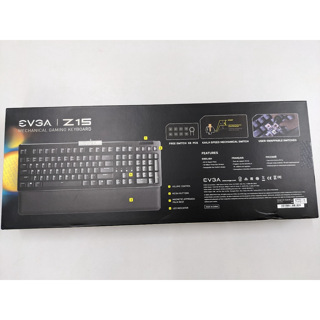 Keyboard EVGA Z15 Mechanical Gaming Keyboard – Bàn phím chuyên game – RGB Backlit LED