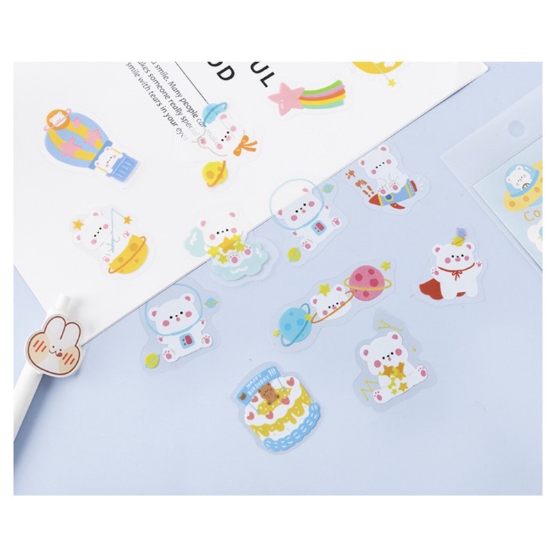 Sticker cute/Set 40 sticker hình dán dễ thương trang trí sổ planner bullet journal Hàn Quốc Tẻn Tẻn