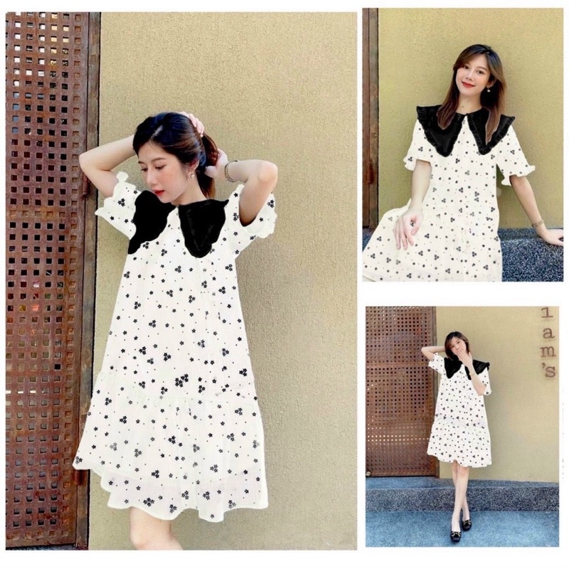 Đầm babydoll hoa nhí cổ peter TH