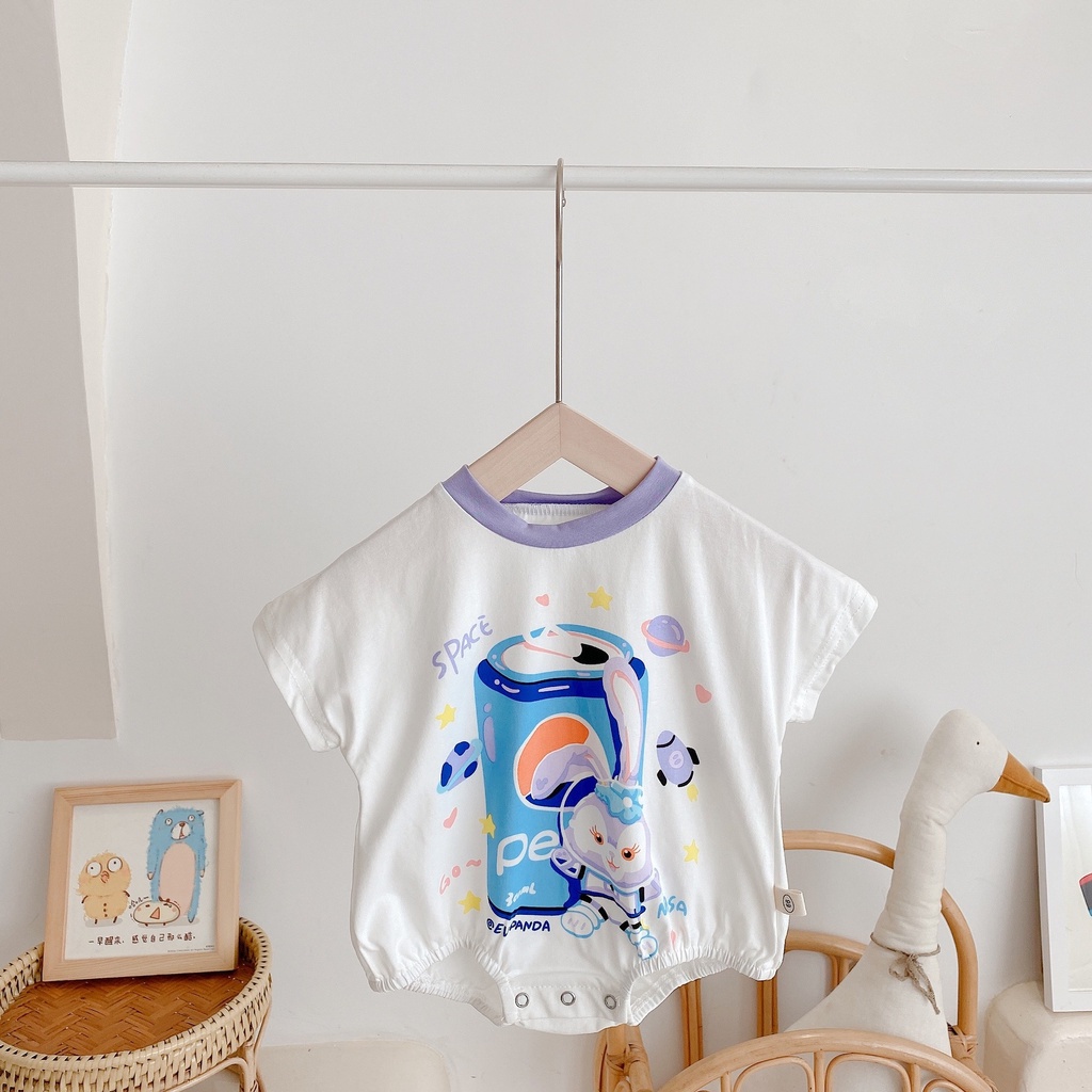Bộ Áo Liền Quần Cotton Mềm Mại In Họa Tiết Hoạt Hình Thời Trang Mùa Hè Cho Bé Trai Và Gái 0-2 Tuổi