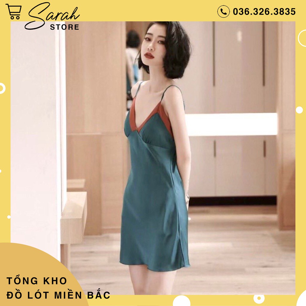 Váy lụa ngủ 2 dây cao cấp có mút ngực