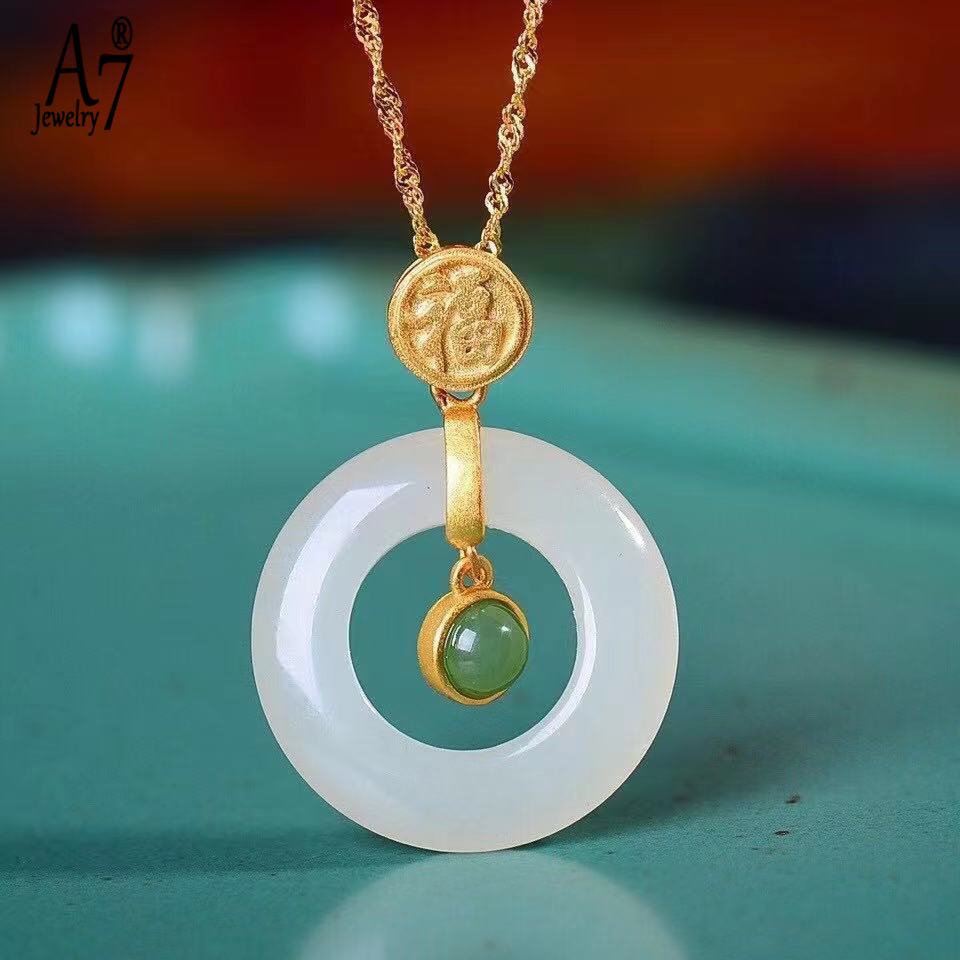 Vòng cổ Bạc Mặt Nhẫn Ngọc Bích A7 Cho Nữ