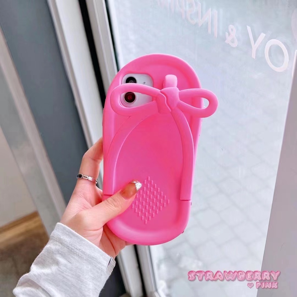 Ốp Điện Thoại Silicon Hình Dép Tông Hồng Kirby Cho iPhone XS Max 11ProMax 12ProMax 13ProMax