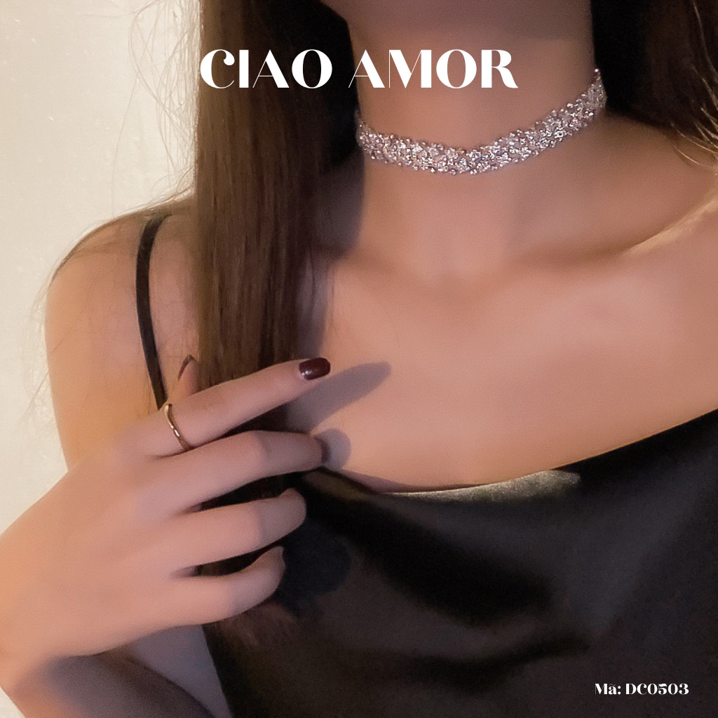 Dây chuyền, Vòng cổ Choker nữ sole nhiều lớp dự tiệc lấp lánh sang trọng Trang sức Ciao Amor - DC0503