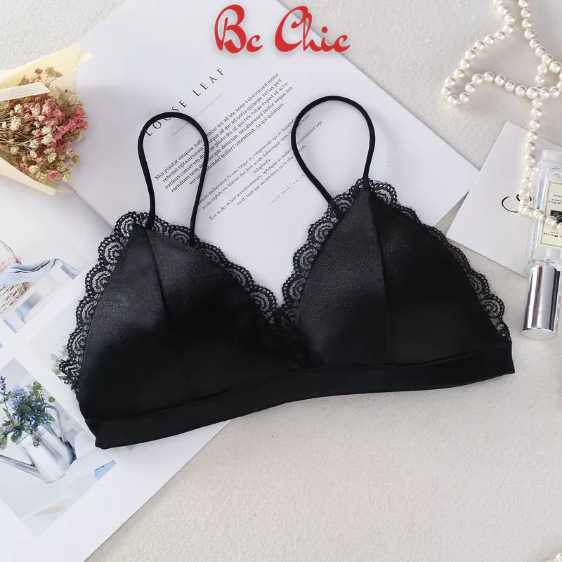 Áo bra phi lụa satin phối ren mã 265 BC_CHIC LINGERIE