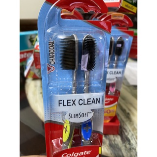 COMBO 2 BÀN CHẢI ĐÁNH RĂNG COLGATE SLIMSOFT FLEX CLEAN CHARCOAL