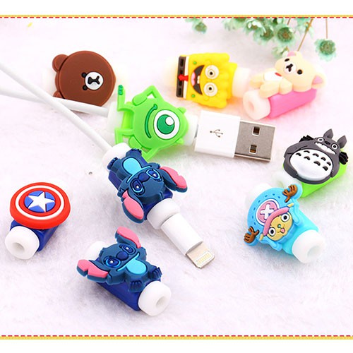 Nút Gắn Bảo Vệ Cáp Sạc Tai nghe Hình Thú Dễ Thương