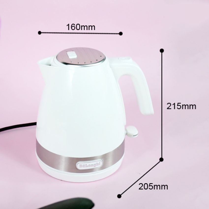 Ấm điện đun nước siêu tốc Delonghi KBLA2000 dung tích 1 lít công suất 2000W - Hàng chính hãng, bảo hành 12 tháng