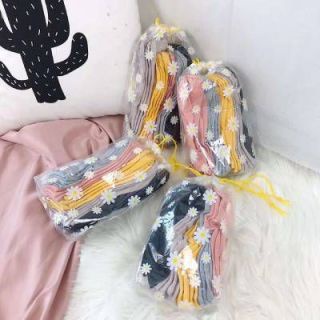 Combo 10 đôi tất nữ cổ ngắn Hoa Cúc kute tặng kèm túi rút dễ thương