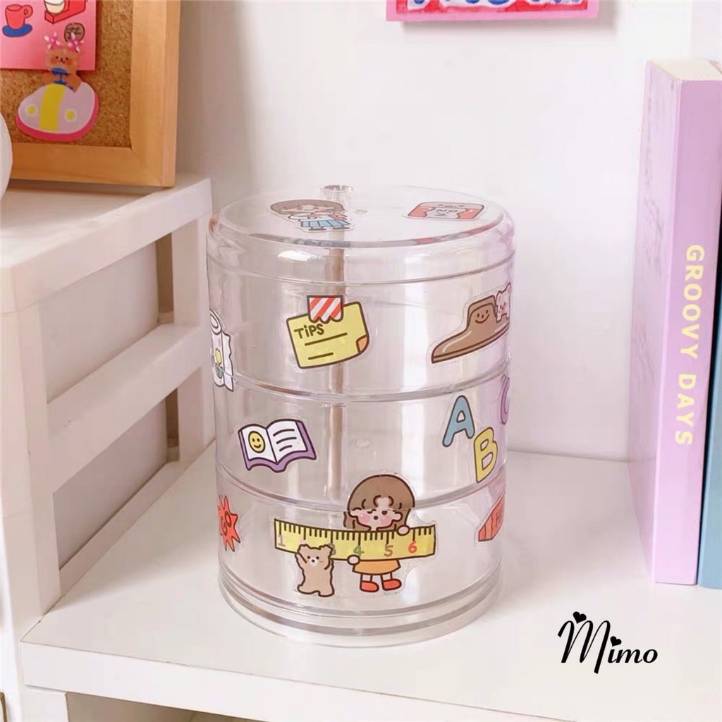 Hộp trong suốt để bàn cao cấp 2 lớp dùng đựng trang sức, đồ cá nhân, dụng cụ trang điểm nhiều tầng xoay độc đáo