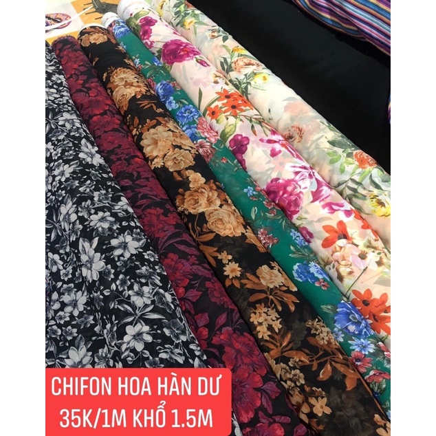 Vải Voan Hoa Hàn Xuất Dư May Váy Áo Sơ Mi Áo Dài