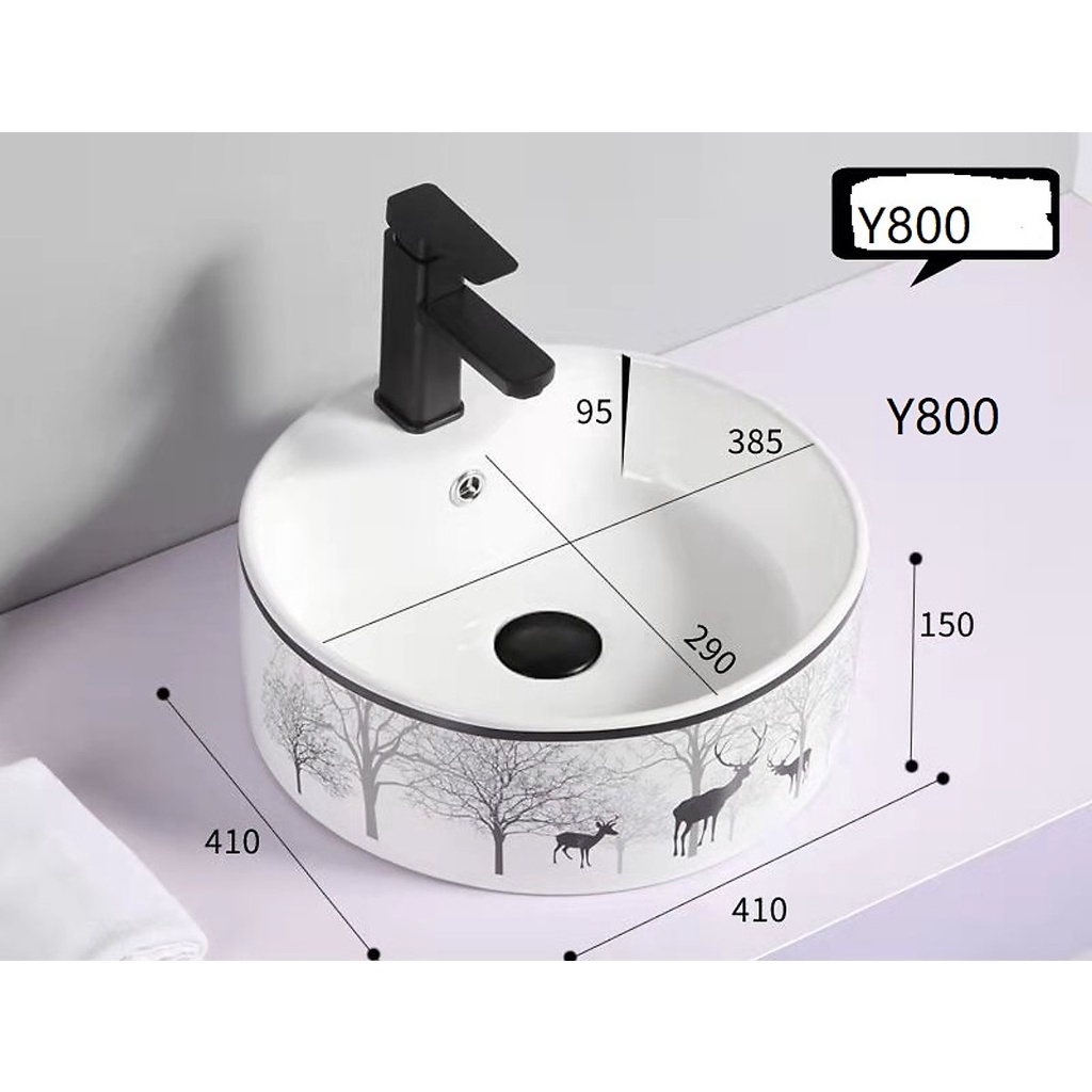 Lavabo bàn đá hươu tròn, bồn rửa mặt hươu tròn ikiza chính hãng giá tốt