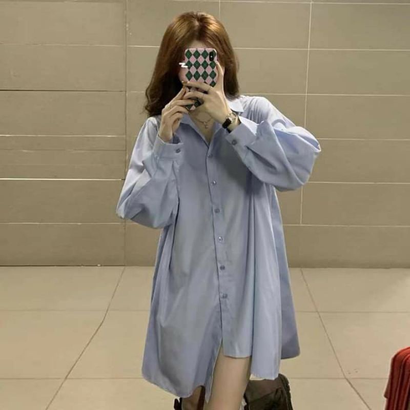 Set đầm sơmi lệch tà phong cách Ullzang