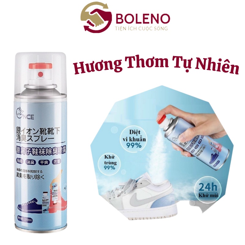 Chai xịt khử mùi giày chống hôi chân công nghệ nano bạc, Bình xịt thơm giày lưu hương thơm tự nhiên