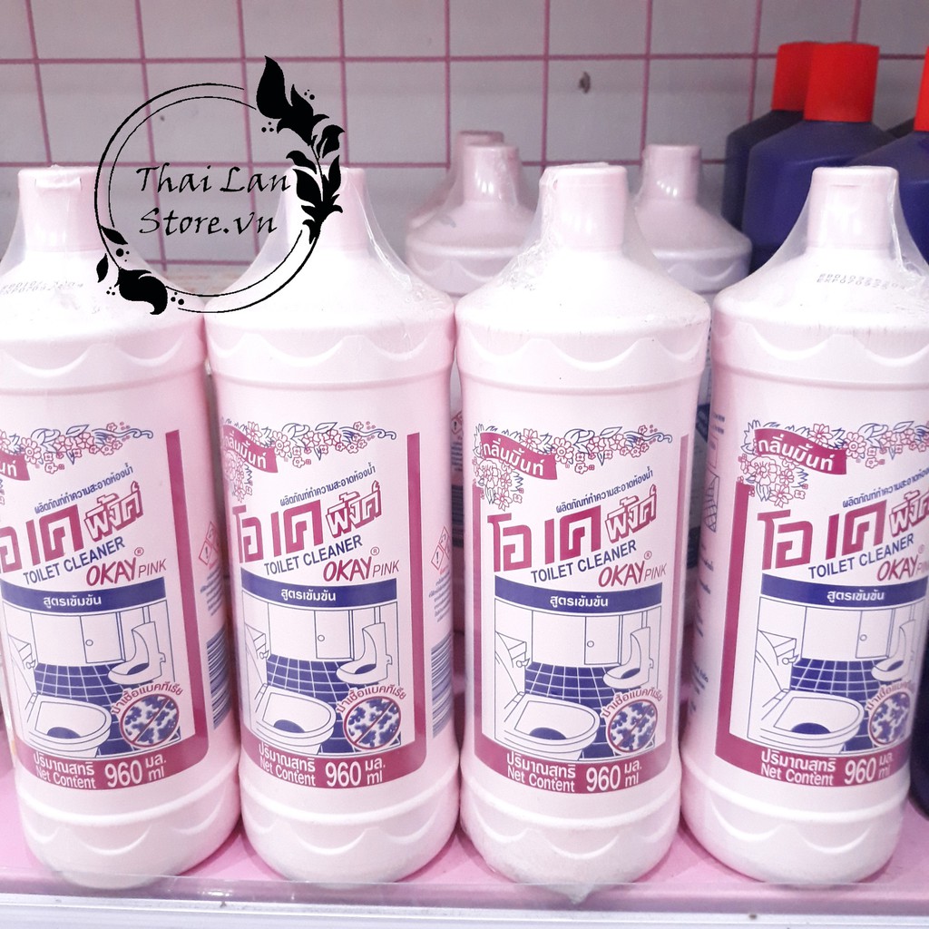 Nước tẩy rửa toilet bồn cầu OKAY PINK 960ml Thái Lan siêu sạch thơm lâu