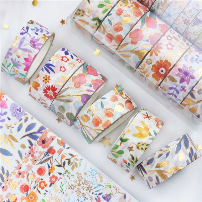 Set 18 Cuộn Băng Dính Lá Vàng Trang Trí Sổ Tay