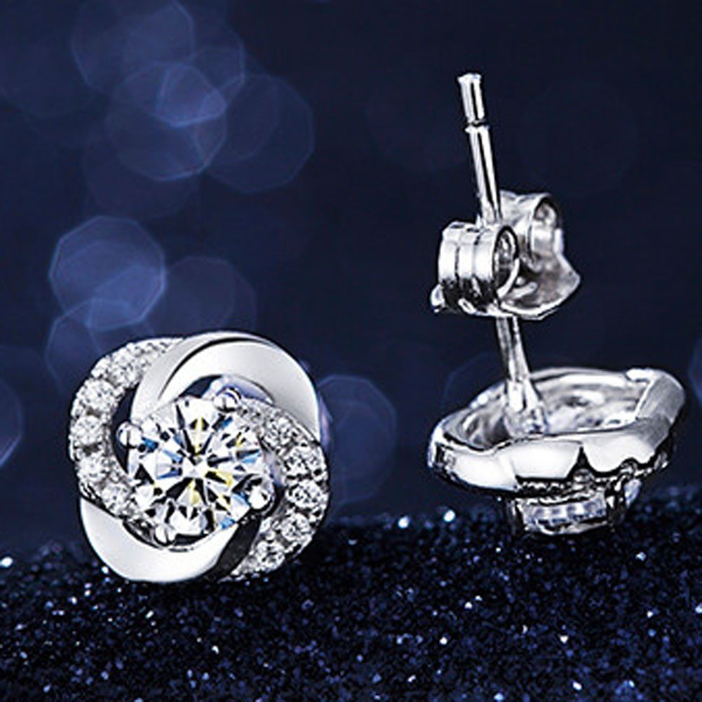 Hoa tai bạc 925 đính đá thanh lịch