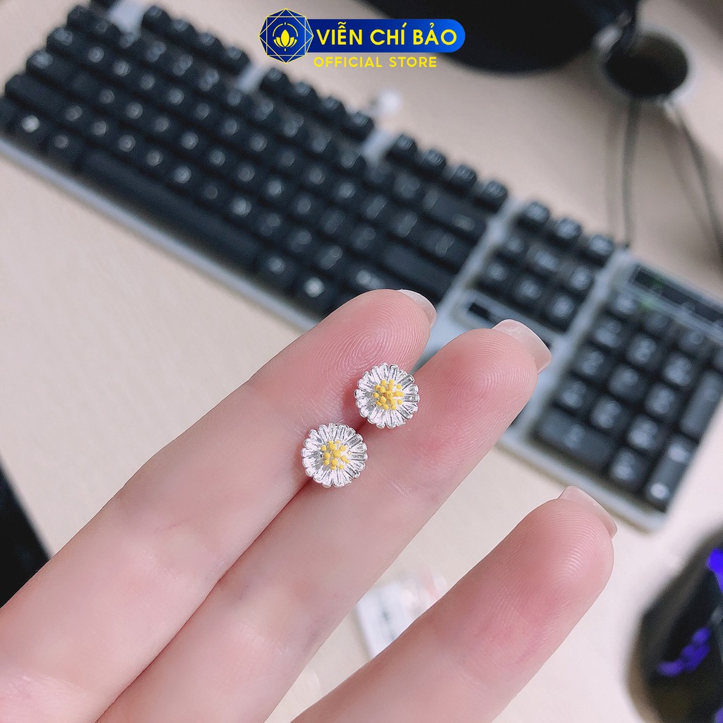 Bông tai bạc nữ Cúc Họa Mi chất liệu 925 thời trang phụ kiện trang sức nữ Viễn Chí Bảo B400522