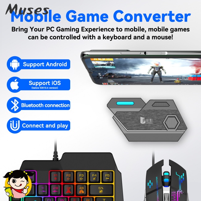 Bộ chuyển đổi tương tự bàn phím và chuột chơi game Bluetooth 5.0 di động