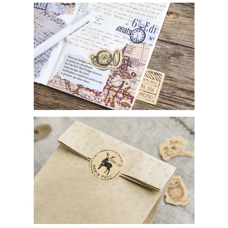 Sticker vintage cute trang trí sổ set 40 miếng, hình dán vintage trang trí sổ tay