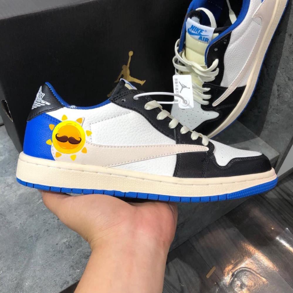 Giày Thể Thao Sneakers Air Jordan 1 Low Travis Scott Fragment  Cổ Thấp Màu Xanh đen