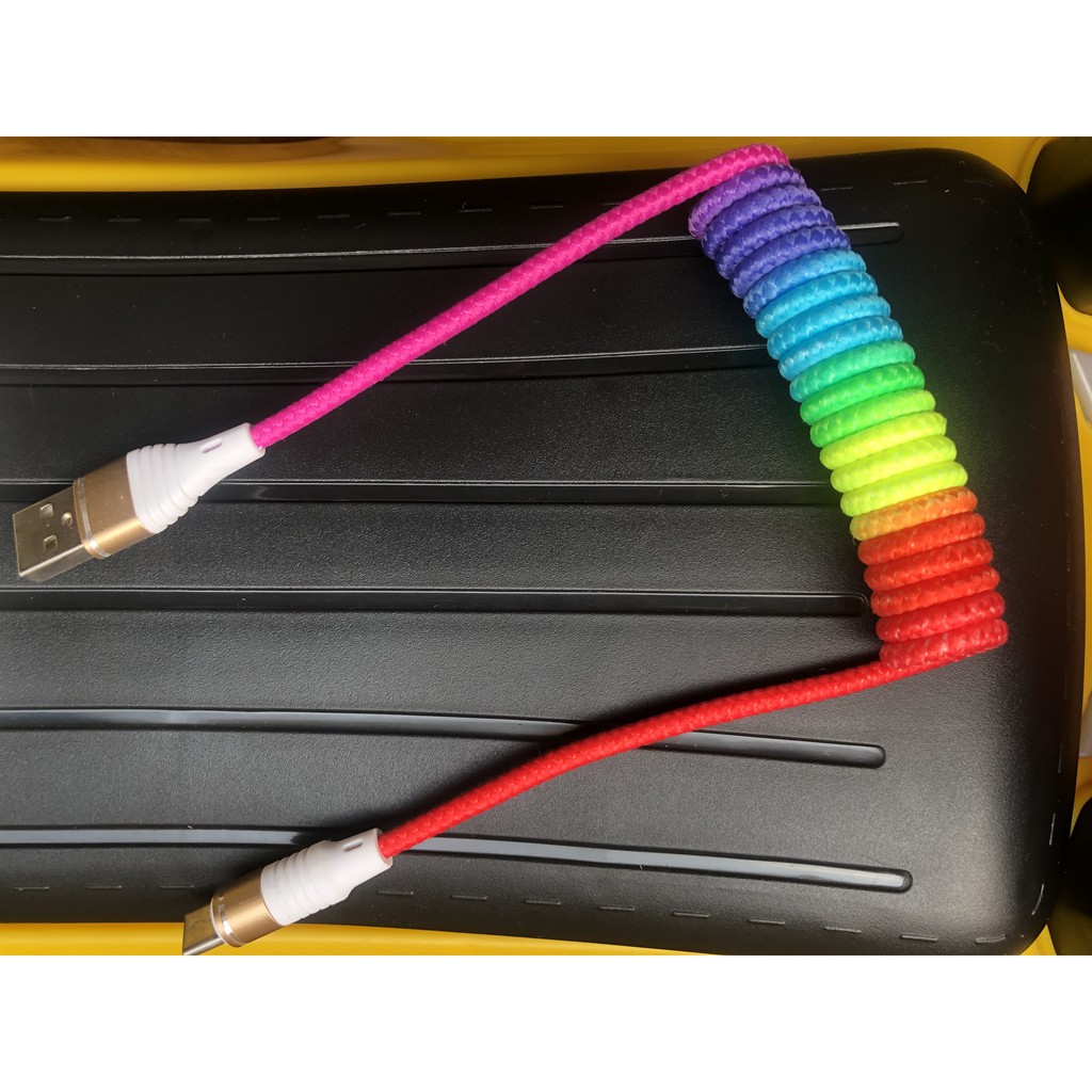 Cáp xoắn USB A - Type C Custom / DIY Cable màu rainbow